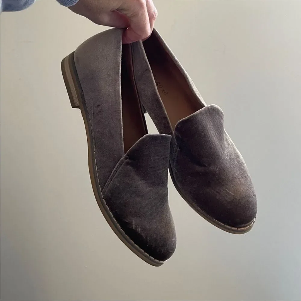 Womens Driving Loafers Size 6 Velvet Preppy Flat Shoes Minimalist Office Chic